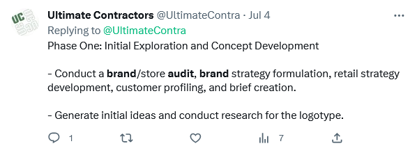 Twitter brand audit insight for Ultimate Contractors 
