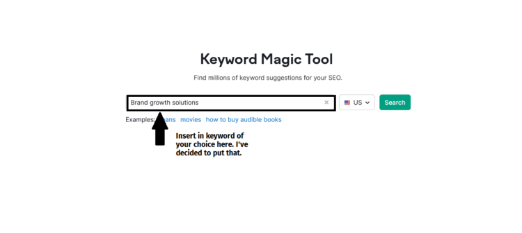 Semrush keyword magic search bar 